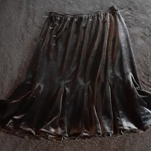 Patra Knee Length Black Velvet Ruffle Skirt